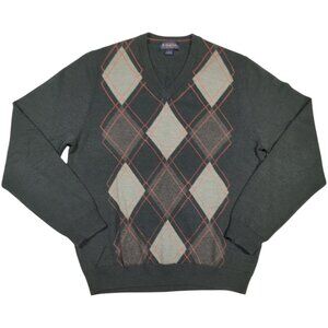 Brooks Brothers Argyle Sweater Mens Large Academia Preppy 100% Merino Wool
